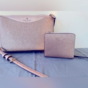 Kate Spade Rose Gold crossbody & matching wallet
